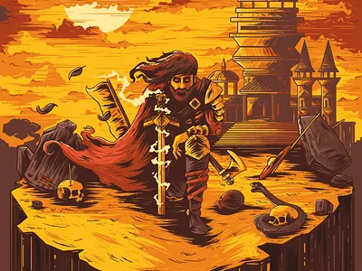 The return branding design dribbble illustration medieval poster skull sword vector