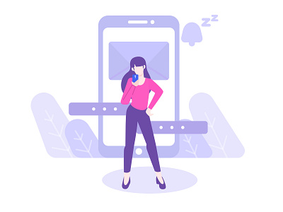 Woman And Chatting concept. "waiting notification" chat flat illustration illustration message social network socialmedia uiux