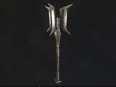 Carved Brink - Goblin Mace of Doom 3d 3d art 3d modeling 3dmodel 3drender axe blender cg art cgi fantasy fantasy art game art game design graphic design metallic pbr prop design render substance painter weapon
