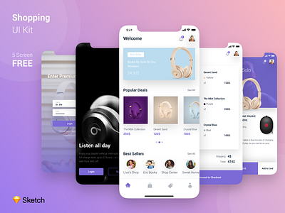 Shopping App Free UI Kit beats design ff free app mobile app mobile design shopping app sketch ui design ux design