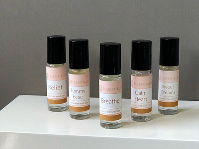 Mini Product Labels design essential hand drawn label labels oils packaging pink print product products typography yellow