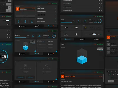 3d printer - full UI 3d 3d printer dark theme dark ui dashboad design error page interface keyboard settings ui user experience user interface ux