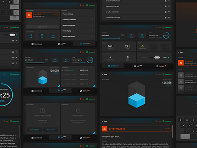 3d printer - full UI 3d 3d printer dark theme dark ui dashboad design error page interface keyboard settings ui user experience user interface ux