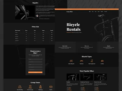 Bicycle Rental Template ai bicycle bicycle design bicycle shop bicycle website bicycling illustration template design templates ui uidesign webdesign weblium website builder website concept website design
