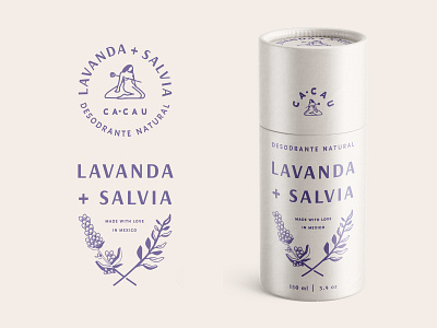 CA·CAU Desodrante Natural beauty brand branding concept cosmetics deodorant floral identity illustration lavender lettering logo organic packaging retro sage shampoo skincare typography vintage