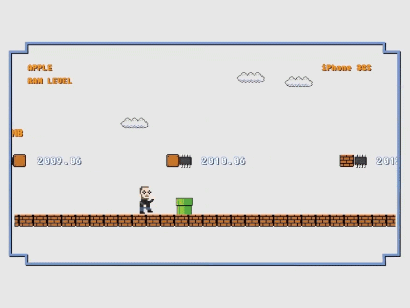 the RAM Update foR iPhone (8-bit Steven Jobs) 8bit 8bit art ae animation apple gif illustration iphone jobs mg motion motiongraphic ram steven
