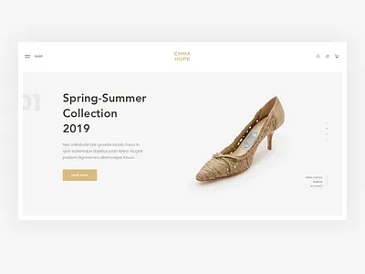 Emmahope Design Concept clothes desktop e commerce ecomerce fashion gold golden lady landing minimal minimalist minimalistic shoes slider ui web woman women
