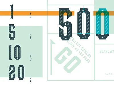 Monopoly Graphics boardgames branding decorative type game design letter design monopoly nouveau nouveau type typedesign