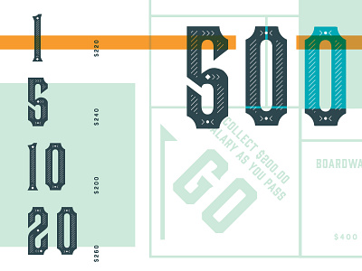 Monopoly Graphics boardgames branding decorative type game design letter design monopoly nouveau nouveau type typedesign