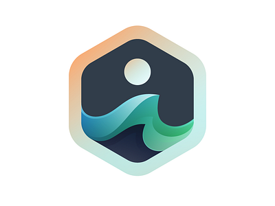 Waves clean design golden ratio gradient illustrator logo