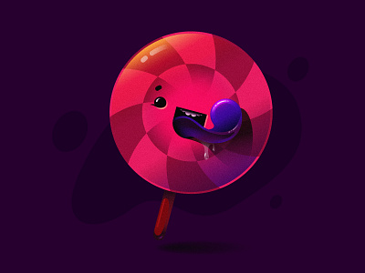 Lollipop 2d artwork candy color cute cute fun funny dribbble face fun icon illustration illustrator lollipop round sweet tasty vector