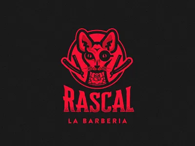 Rascal La Barberia barber barbershop cat egiptian gentleman logo rabbit rascal razor tattoo