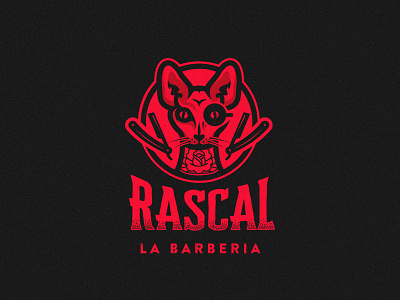 Rascal La Barberia barber barbershop cat egiptian gentleman logo rabbit rascal razor tattoo