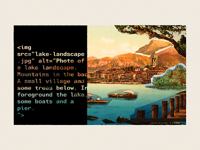 «alt text» | Newsroom Dictionary | Google News Initiative accessibility code collage editorial illustration illustration image postcard print vintage web