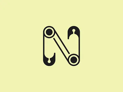 Letter N Safety Pins Logo alphabet branding clothes icon illustrator letter letter n logo logo design minimalist n safety safety pins sewing symbol vector
