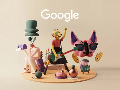 Google Partners stickers | 01 3d c4d character design google illustration interface minimalism octane stickers ui ux web