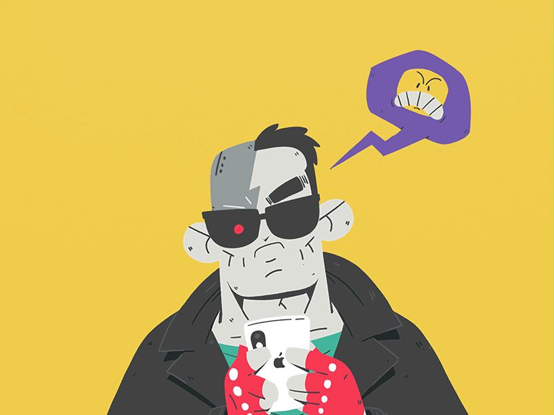 Tegminatoh' 2d 365rounds animation cell character daily gif illustration loop phone terminator texting walk yimbo