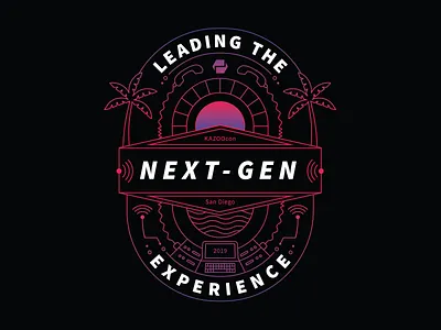 Conference Shirt Illustration 2600hz beach communications gradient illustration illustrator line ocean palm tree phone phones san diego server shirt shirt design shirtdesign sunrise surf tech telecom