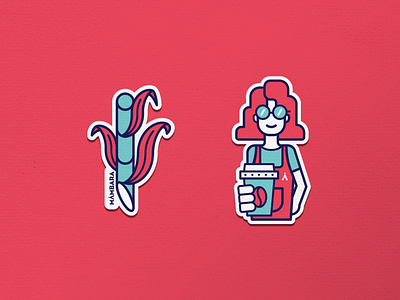 Stickers - Mambara character coffee coffee bean coffee cup design girl human illustration sticker stickers vector
