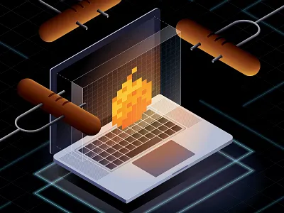 Code Camp V. 2.0 camp campfire camping code digital grain illustration innovation tech texture vector