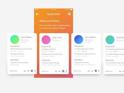 Job Application Management UI app design hiring job job application jobs management phone ui uiux user experience user experience prototype user interface ux wireframe