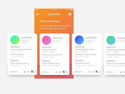 Job Application Management UI app design hiring job job application jobs management phone ui uiux user experience user experience prototype user interface ux wireframe