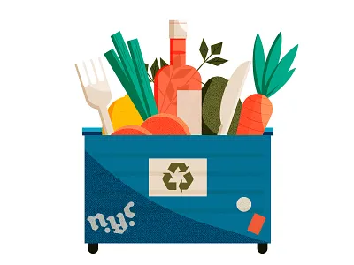 New York City Is A Treasure Chest Of Trash and Weeds design editorial editorial illustration food illustration illustrator minimal recycle sustainable vector