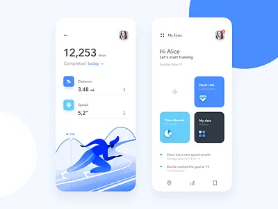 Mobile application - Jogging app clean colors minimal mobile ui ux