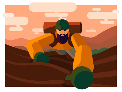 The Climber cartoon character design climbing geometric graphic design illustration minimal outdoor vector