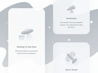 Spacy Empty States 404 area 51 empty galaxy grayscale illustration ios iphone satellite stars telescope ufo