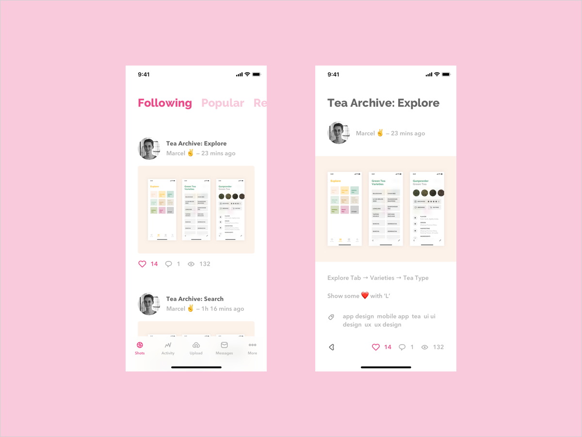 Dribbble App Redesign app app design clean concept design dribbble interface ios minimal mobile app redesign ui ux
