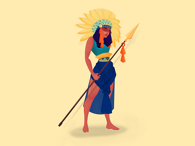 Tribal warrior woman color dribbble invite feather female girl hunting illustration jungle procreate spear tattoo tribal vector warrior