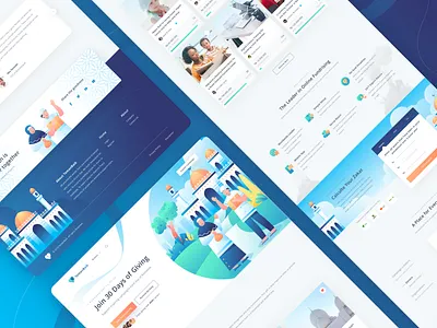 Temanbaik - Fundraising Landing Page Exploration blue charity funding fundraising gift green header hero illustration illustration landing landing page ramadan ui design uiux website