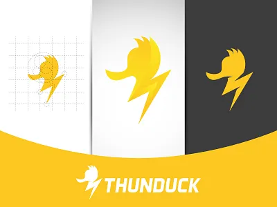 Thunduck Logo adobe illustrator animal bolt branding circle grid duck fast flash gradient icon illustration lightning logo logodesign logomark speed symbol thunder vector yellow
