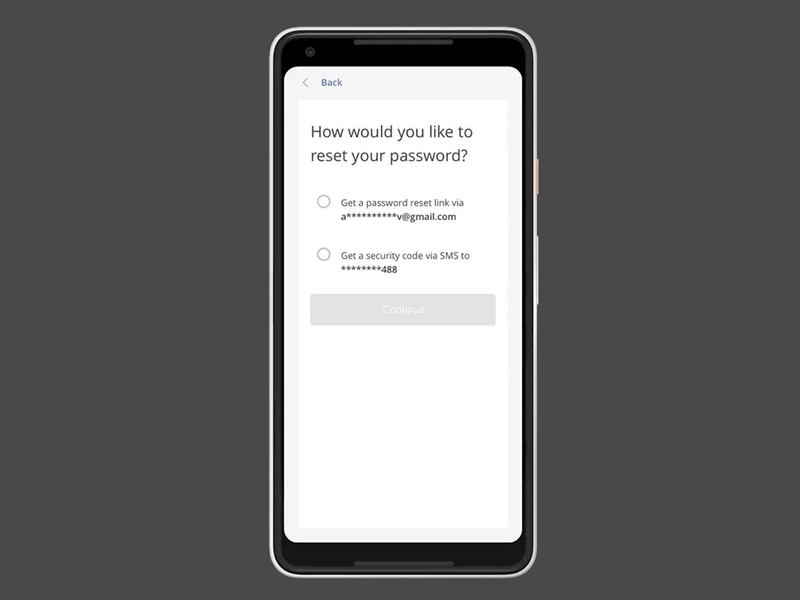 Reset a password via SMS