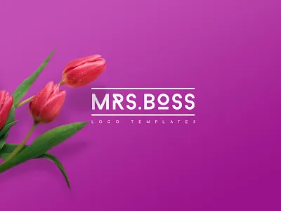 Mrs. Boss Logo Templates boutique branding design fashion female floral flowers girlboss girlish illustration lady like logo modern photoshop romantic rose gold shine sparkling vector watercolor