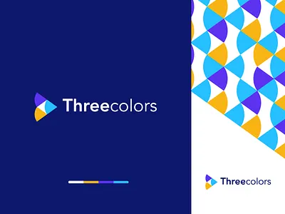 Three Colors abstract app arrow branding clever letter logo media play technology