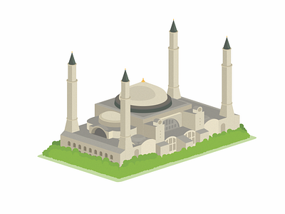 Hagia Sophia constantinople design flat desig hagia sophia illustration isometric isometric design isometry landmark prespective turkey vector