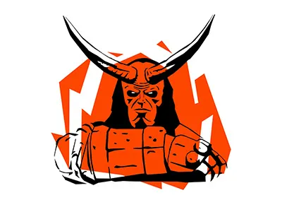 Hellboy character comics flat gun hellboy illustration man vector warrior