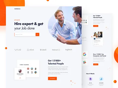 Market - Recruitment Marketplace Landing Page clean clear color creative employers hiring job landing job search landing page market marketplace recruitment saas social talent talents tech talent ui ux
