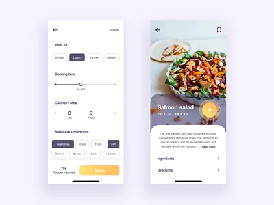 Recipe finder App app cook cook app cooking design food food app interaction design recipe recipe app recipe card ui ui design ux ux design web