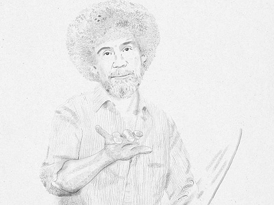Bob Ross blackandwhite bob ross derek bacon drawing drawings faces illustration line drawing painting portrait sketch