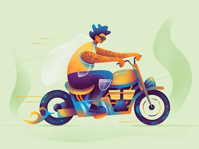 Rider art bike branding flat gradient graphic icon icons illustration moto procreate ride simple texture ui ux web