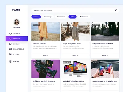 Flare: Discover account bitcoin content crypto dashboad share social socialmedia ui ux