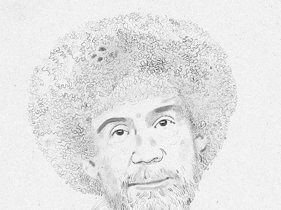 Bob Ross black and white bob ross derek bacon drawing illustration portrait