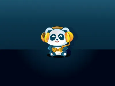 Panda with Headphone clean headphone icon illustration illustrator mascot panda
