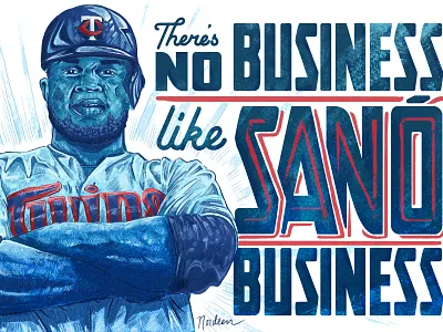 There's no business like Sano business. baseball digital illustration pencil portrait sports twins