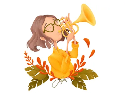 Portrait of the Artist character design custom illustration customillustration portrait procreate trumpet