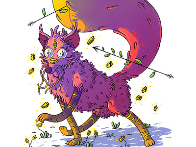 Fera Vulpes animal character creature crystal drawing fox fur glow hunt illustration levitate linework monster
