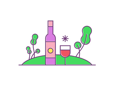Wine bottle design drink green illustration mountain pattern plant purple red wine wine bottle wine glass